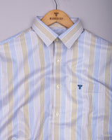 Felro Cream With Blue Stripe Premium Gizza Shirt