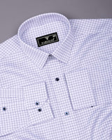 Rellon Blue With White Small Check Premium Giza Shirt