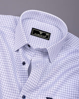 Rellon Blue With White Small Check Premium Giza Shirt