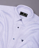 Rellon Blue With White Small Check Premium Giza Shirt