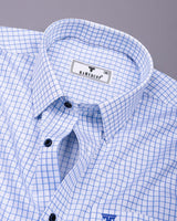 Klevio White With Blue Check Premium Gizza Shirt