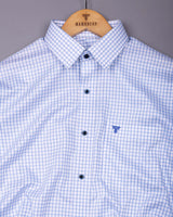 Klevio White With Blue Check Premium Gizza Shirt