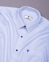 Klevio White With Blue Check Premium Gizza Shirt