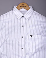 Zelar White With Black Dobby Stripe Premium Gizza Shirt