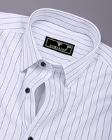 Zelar White With Black Dobby Stripe Premium Gizza Shirt