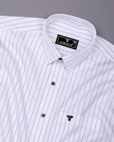 Zelar White With Black Dobby Stripe Premium Gizza Shirt