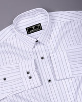 Zelar White With Black Dobby Stripe Premium Gizza Shirt