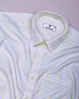Zerlo Blue Jacquard Weft Stripe Premium Gizza Shirt