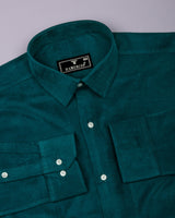 Delvo Rama Green Corduroy Premium Cotton Solid Shirt