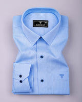 Grosin SkyBlue Houndstooth Check Cotton Shirt