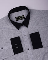 Grivo Gray Linen Cotton Formal Shirt
