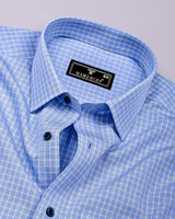 Lirox Blue With Yellow Check Premium Giza Shirt
