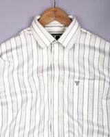 Velgro Cream With Gray Stripe Premium Giza Shirt