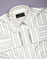 Velgro Cream With Gray Stripe Premium Giza Shirt