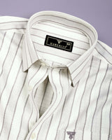 Velgro Cream With Gray Stripe Premium Giza Shirt