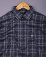 Sevio Blue With Gray Jacquard Premium Giza Shirt