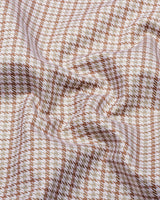 Fenor Brown With Cream Houndstooth Check Premium Giza Shirt