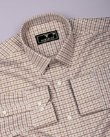 Fenor Brown With Cream Houndstooth Check Premium Giza Shirt