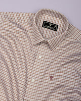 Fenor Brown With Cream Houndstooth Check Premium Giza Shirt