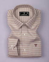 Fenor Brown With Cream Houndstooth Check Premium Giza Shirt
