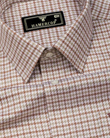 Fenor Brown With Cream Houndstooth Check Premium Giza Shirt
