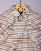 Fenor Brown With Cream Houndstooth Check Premium Giza Shirt