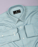 Fenor Blue With Gray Houndstooth Check Premium Giza Shirt