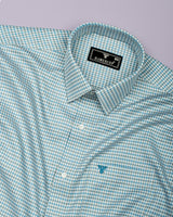 Fenor Blue With Gray Houndstooth Check Premium Giza Shirt