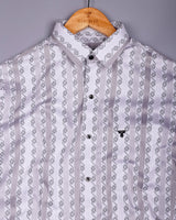 Mistel Gray With White Stripe Premium Giza Shirt