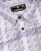 Mistel Gray With White Stripe Premium Giza Shirt