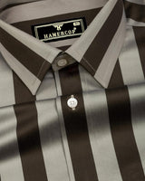 Bronel Coffee Brown Broad Stripe Giza Shirt