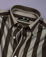 Bronel Coffee Brown Broad Stripe Giza Shirt