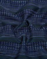 Dorell Navy Blue with Green Jacquard Stripe Cotton Shirt