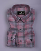 Ashrose Pink With Gray Jacquard Premium Giza Shirt