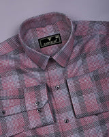 Ashrose Pink With Gray Jacquard Premium Giza Shirt