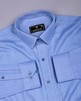 Navor Blue With Orange Stripe Premium Giza Shirt