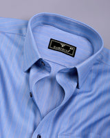 Navor Blue With Orange Stripe Premium Giza Shirt