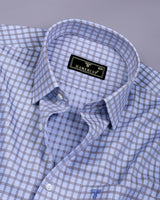 Alden Blue With Gray Check Premium Giza Shirt