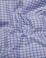 Alden Blue With Gray Check Premium Giza Shirt
