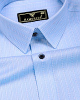 Aeris Iceblue Dobby Stripe Premium Giza Shirt
