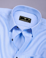 Aeris Iceblue Dobby Stripe Premium Giza Shirt
