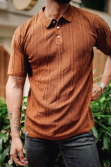 Molassa Brown Knitted Cotton Polo T-Shirt