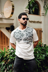 Berron White with Black Knitted Cotton T-Shirt