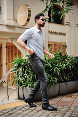 Molassa Skyblue Knitted Cotton Polo T-Shirt