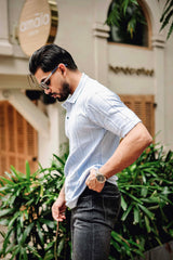 Molassa Skyblue Knitted Cotton Polo T-Shirt