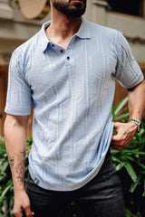 Molassa Skyblue Knitted Cotton Polo T-Shirt