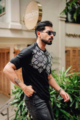 Berron Black with White Knitted Cotton T-Shirt