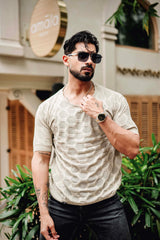 Georgian Cream Knitted Cotton T-Shirt