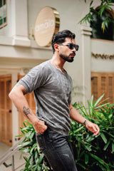 Georgian Grey Knitted Cotton T-Shirt