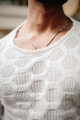 Georgian White Knitted Cotton T-Shirt